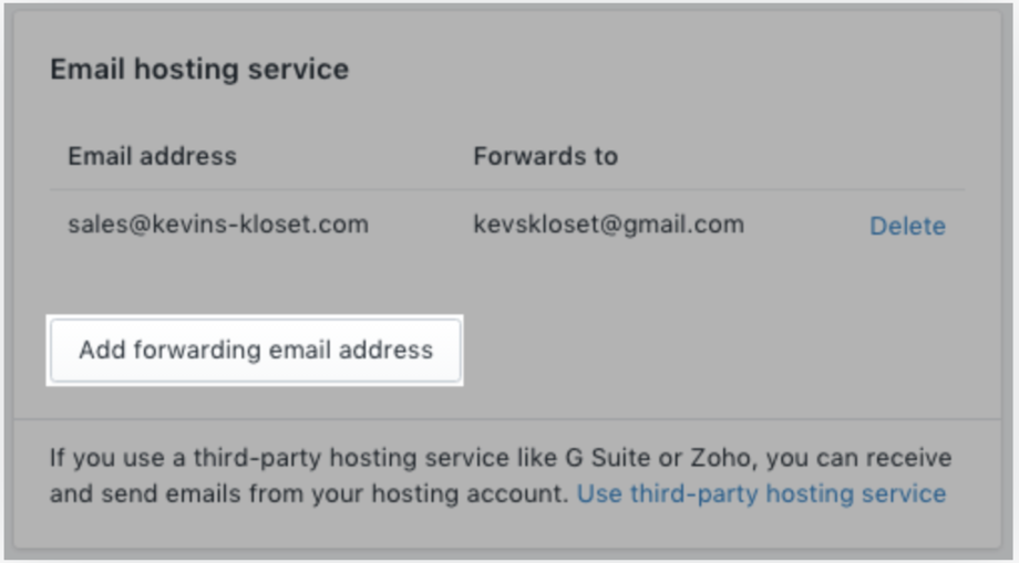 Shopify email forwarding