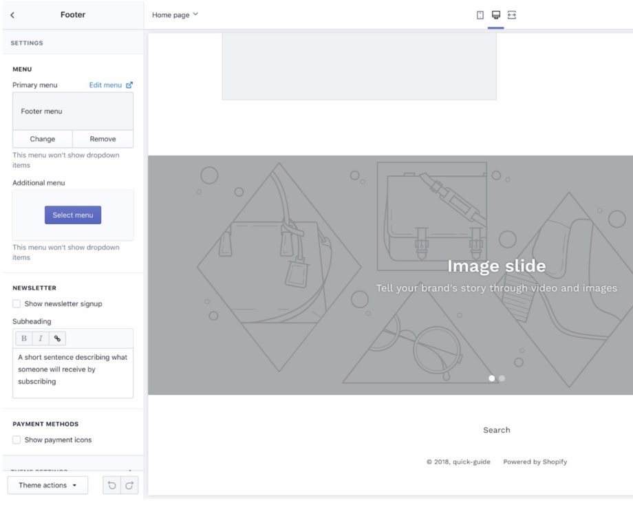 Customize main page Shopify